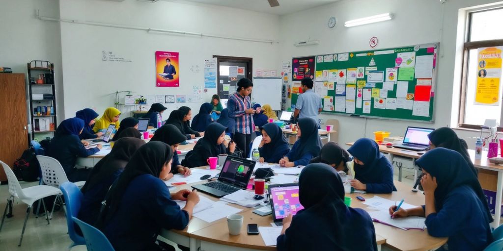 Kelas SMK YADIKA Cirebon dengan siswa aktif berkolaborasi.