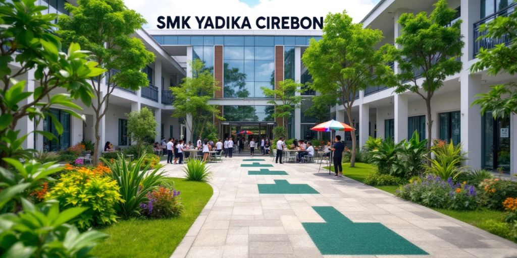 Kampus SMK YADIKA CIREBON dengan siswa belajar bersama.